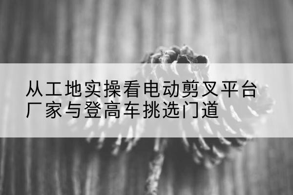 武清区电动剪叉升降平台厂家-从工地实操看电动剪叉平台厂家与登高车挑选门道